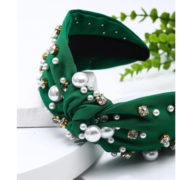 Luxe Faux Pearl Rhinestone Knot Statement Headband
